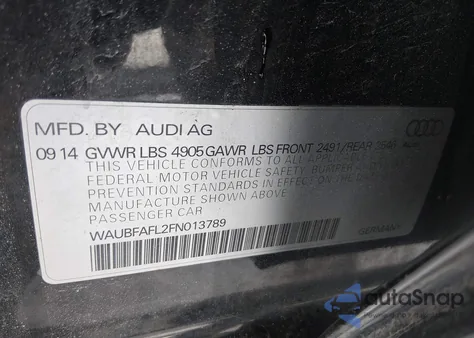 2015 Audi A4 2.0T Premium from USA, damaged, VIN WAUBFAFL2FN013789